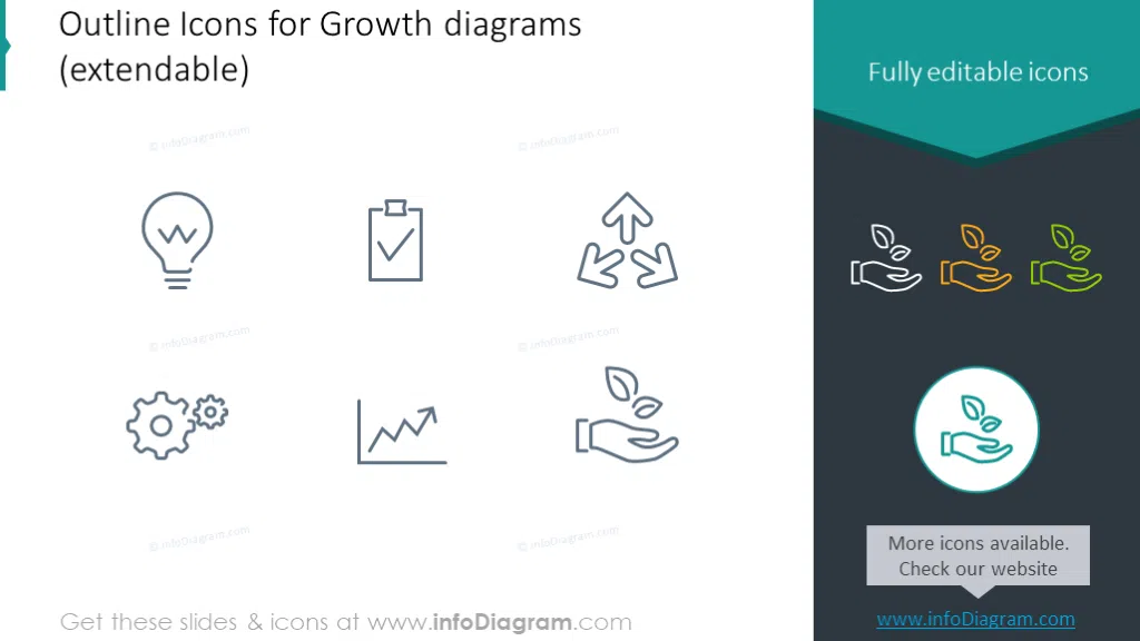 Example of the growth diagram icons set