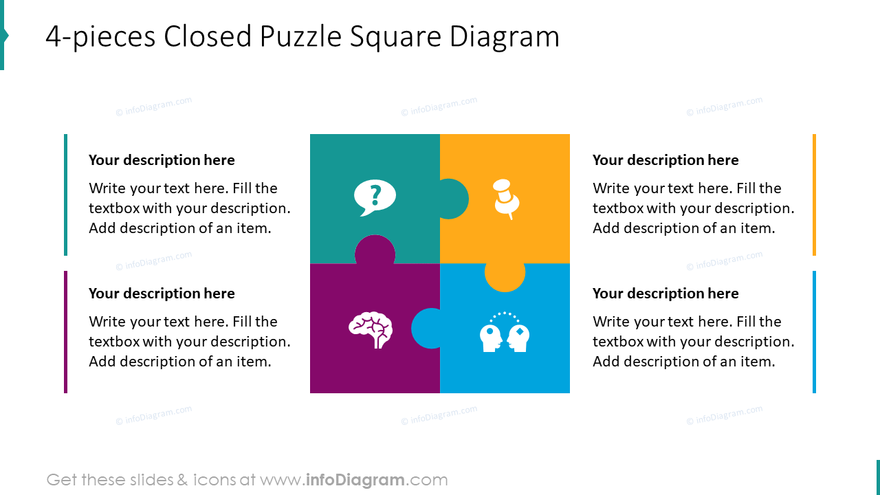 4-pieces closed puzzle square diagram
