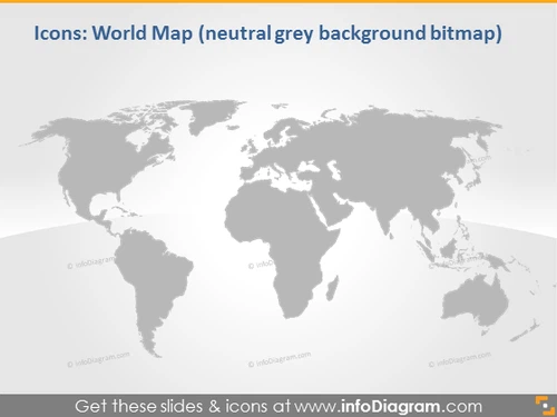 grey natural world map infographics clip art pptx