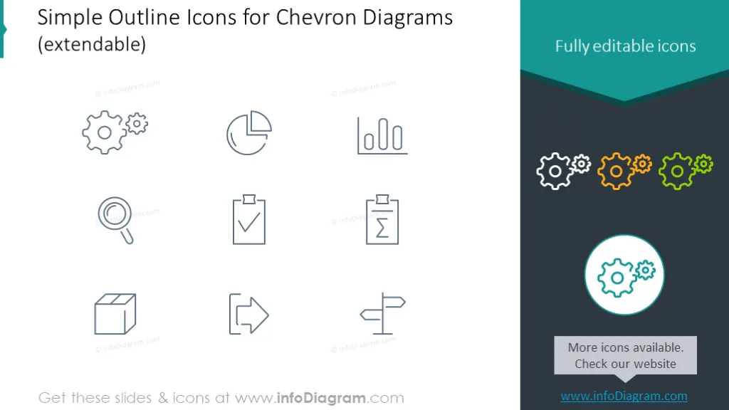 Simple Outline Icons for Chevron Diagrams