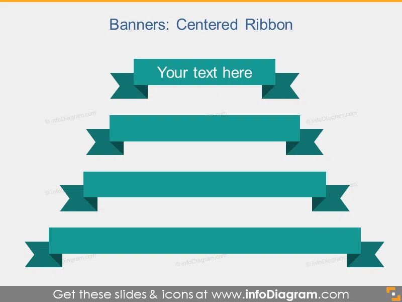 Centered Ribbon Banners Flat Infographics Titles PPT