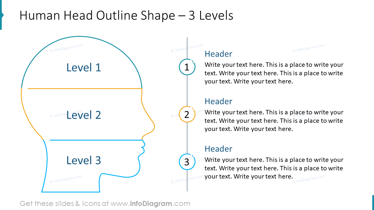 Human Head Outline Shape – 3 Levels