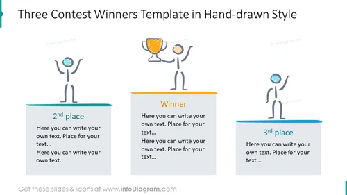 Three contest winners template depicted in hand-drawn style