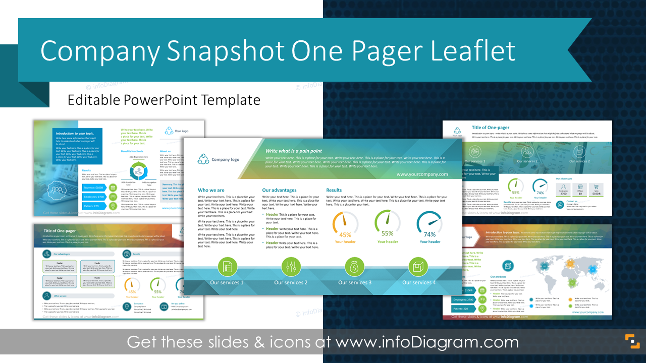 5-visual-modern-layouts-for-business-one-pager-presentation-company-snapshot-leaflet-one-sheeter