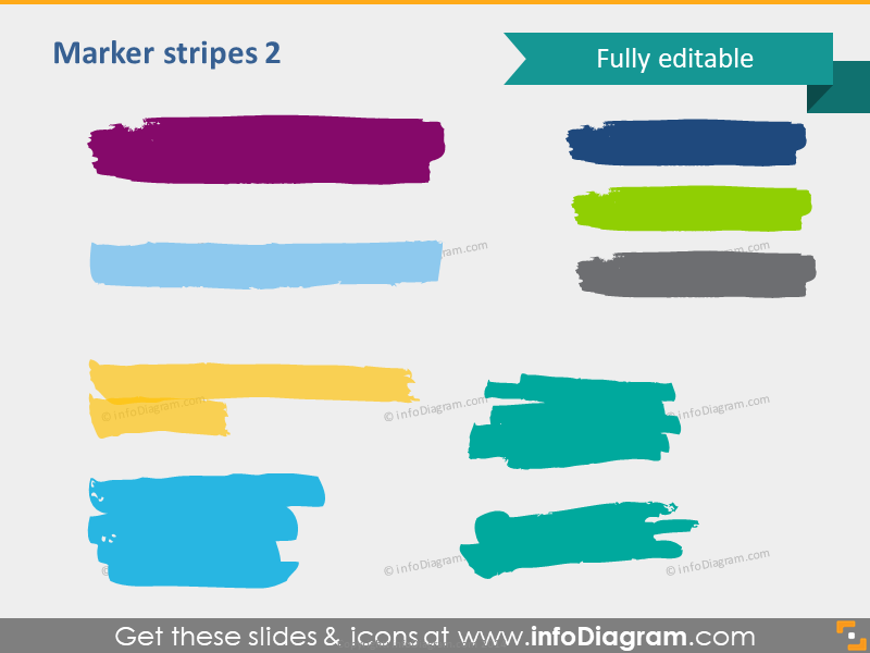 Multicolor fully editable marker stripes