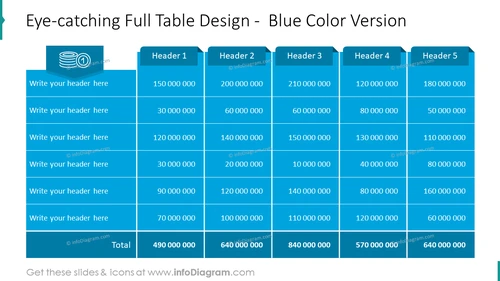 Eye-catching Full Table Design -  Blue Color Version