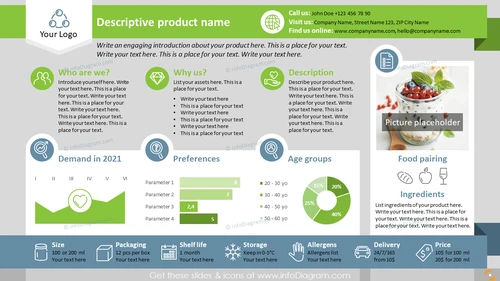 B2B Food Product One Pager with Market Research | Professional Company One-Pager Templates
