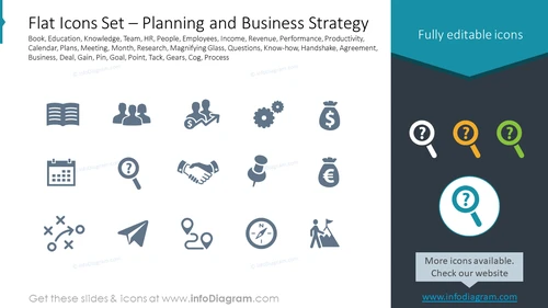 Flat Icons Set – Planning and Business Strategy