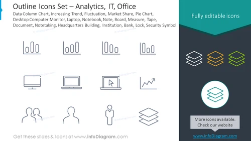 Icons Set: Analytics, IT, Office Data, Document, Notetaking, Institution