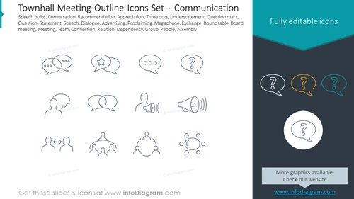 Townhall Meeting Outline Icons Set – Communication