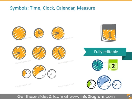 scribble clock handwritten calendar time icons ppt clipart