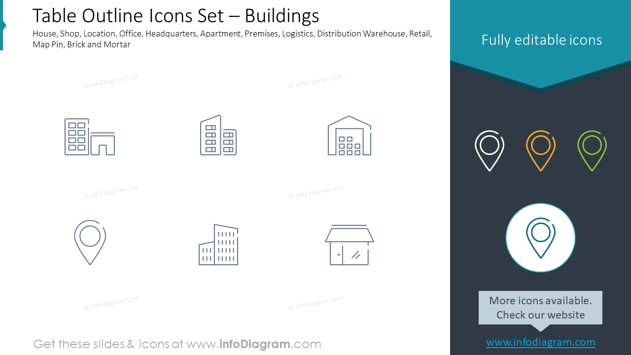 Table Outline Icons Set – Buildings