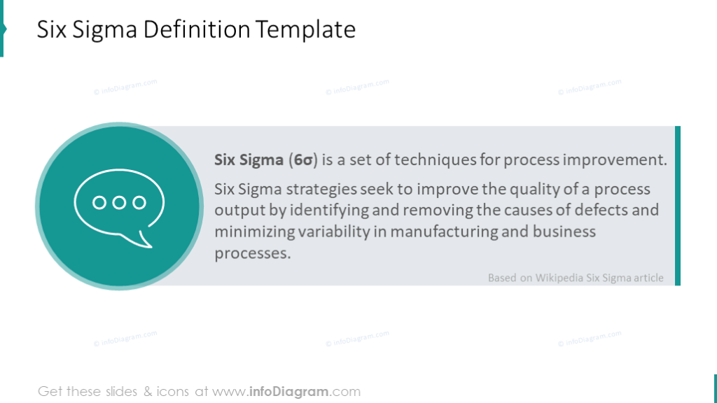 Six sigma definition slide with outline icon