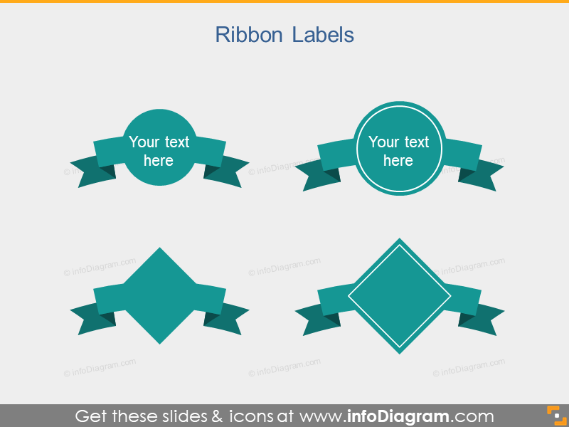 Ribbons Label Circle Rhombus PowerPoint icon