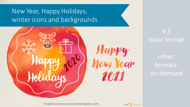 Creative Happy Holiday Watercolor, Santa, New Year 2021, Christmas (PPT icons)