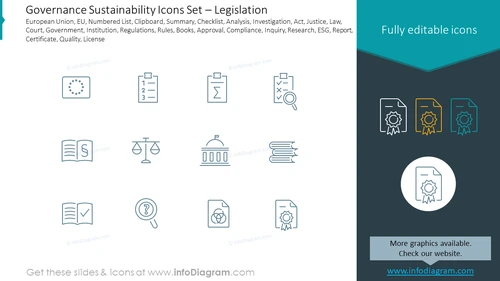 Governance Sustainability Icons Set – Legislation