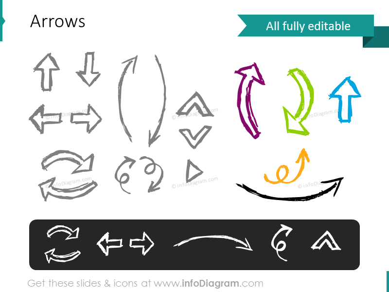 pencil doodle arrows sketch powerpoint icons clipart