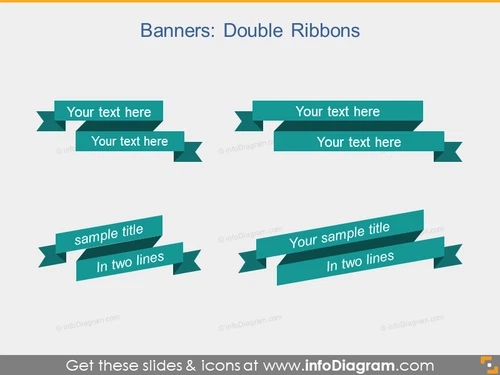 Flat Banners Double Ribbons Infographics PPT clipart