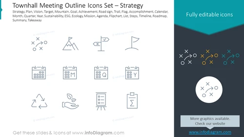 Townhall Meeting Outline Icons Set – Strategy