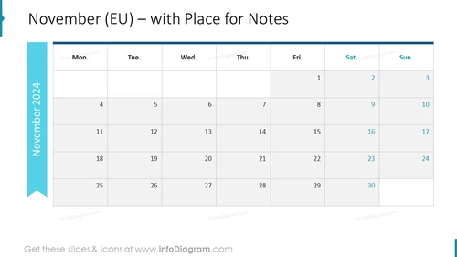 November (EU) – with Place for Notes
