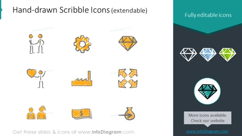 Example of the scribble icons set for organizational charts