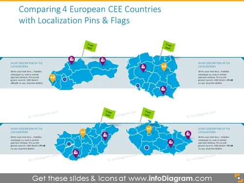Four CEE Countries Map PPT Slide