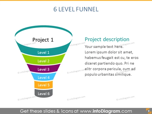 6 level funnel Infographics Diagram Pipeline