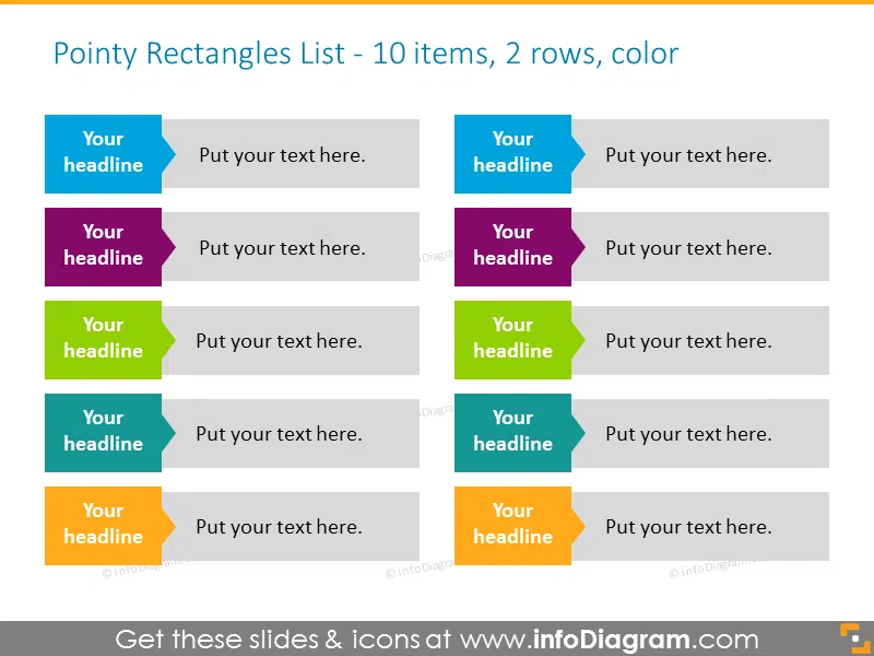 List for Placing Activities with rectangles in color for 10 items