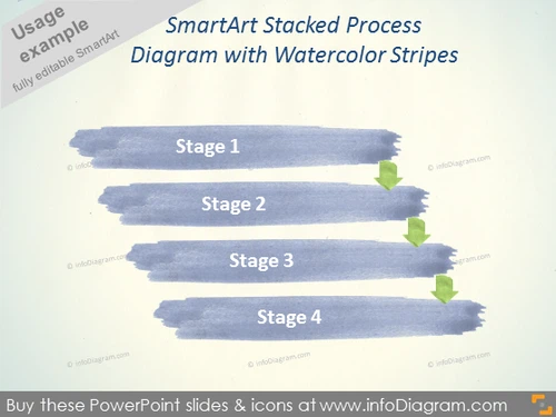 Watercolor SmartArt Stacked Process Diagram pptx
