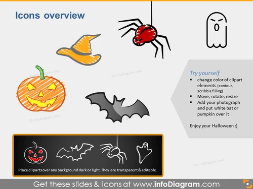 halloween ghost baloon scary dark white icons powerpoint