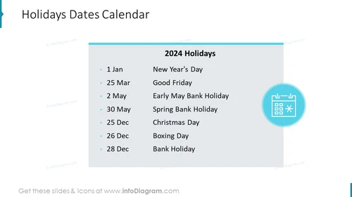 Holidays Dates Calendar