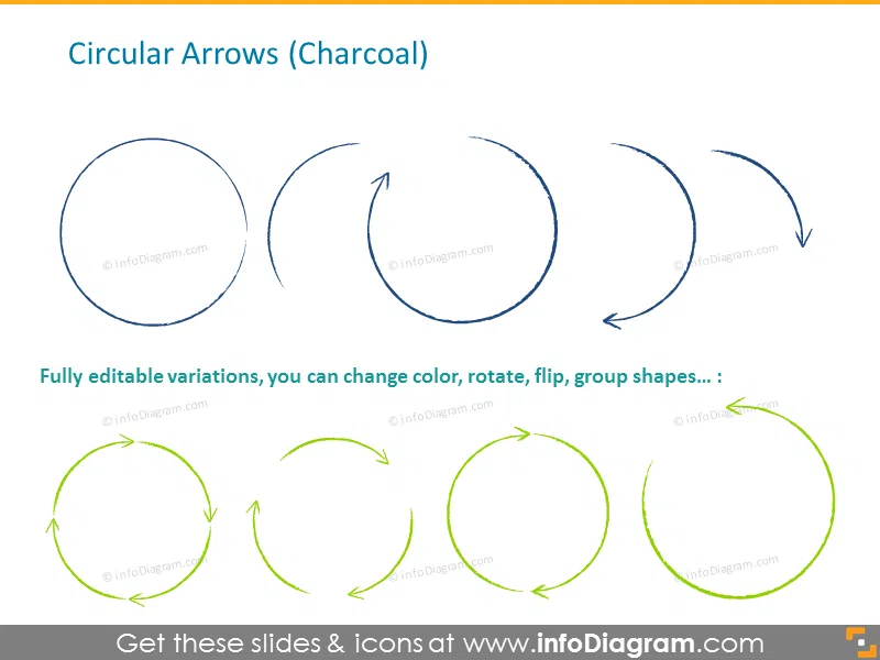 Circular charcoal arrows