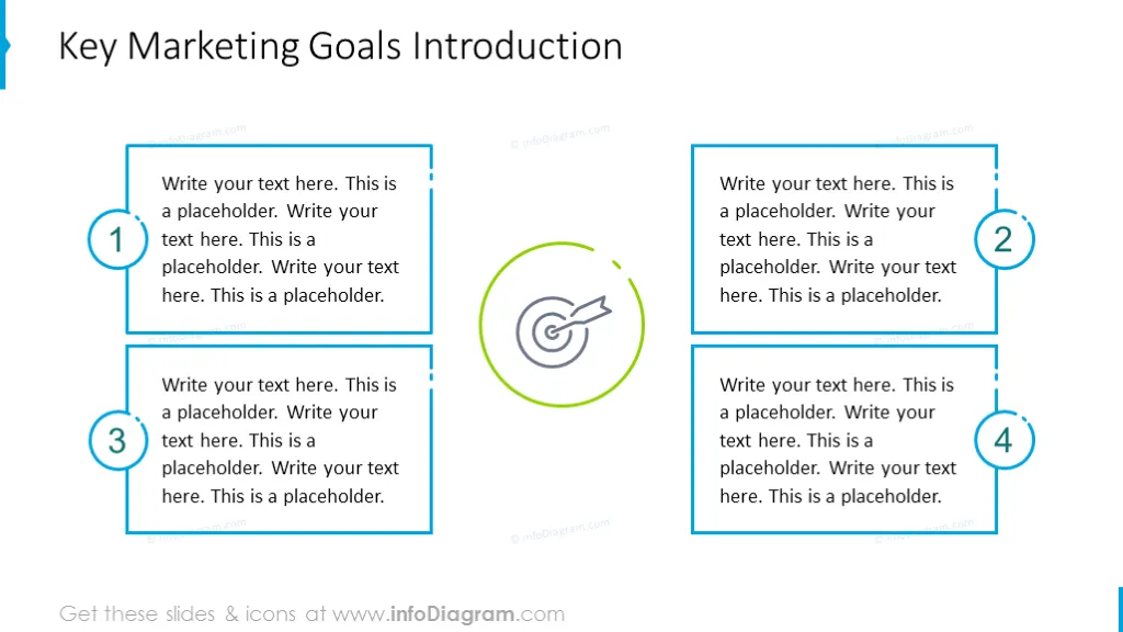 Key marketing goals illustrated with outline graphics
