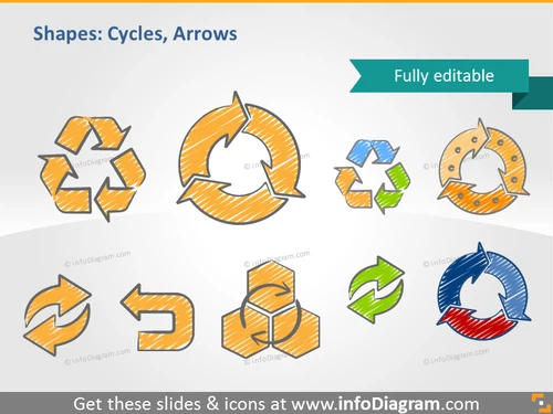 Scribble arrows recycle double ppt icons clip art