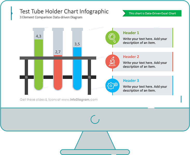 Test tube holder chart Infographics as alternative to bar chart.